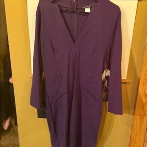 VENUS Deep Purple Long Sleeve Dress